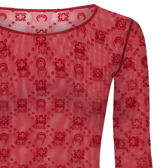 MARINE SERRE Moonogram Cropped Top In Red - Picture 2 of 10